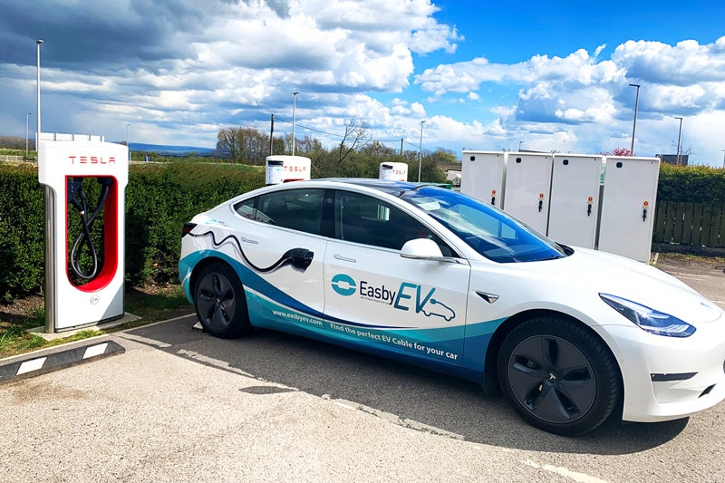 EasbyEV Tesla at rapid charging point