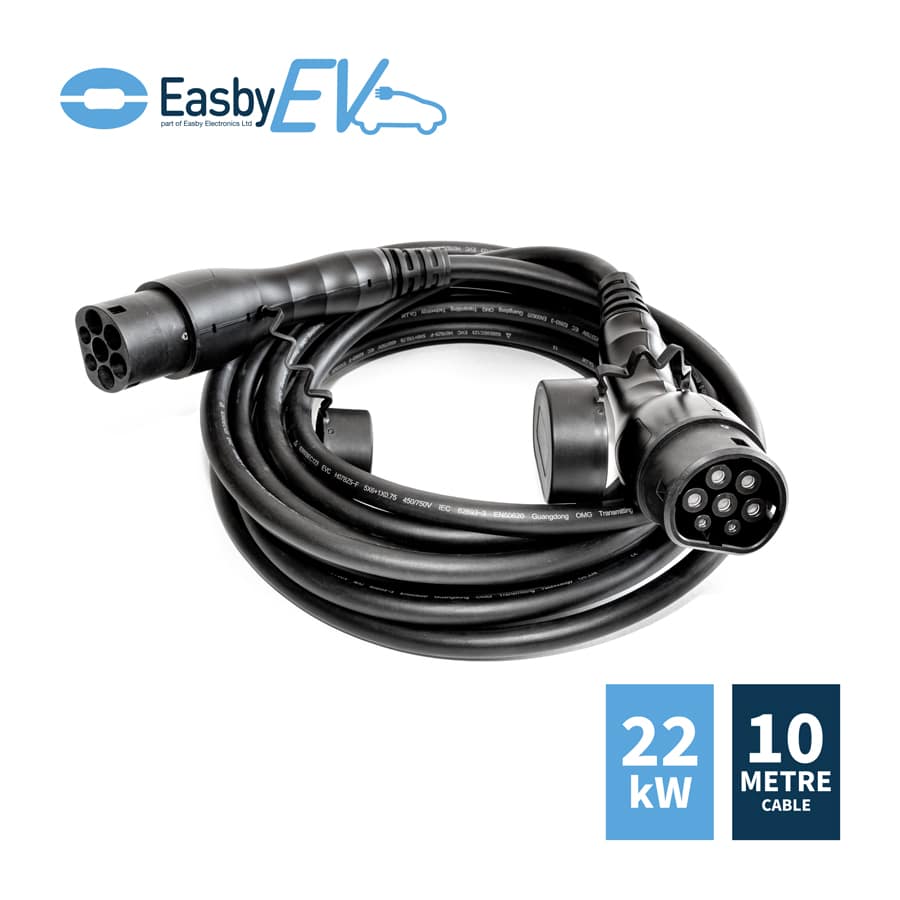EV Charging Cable | Type 2 - Type 2 | 3-Phase | 10 Metre | 32 Amp | 22 kW