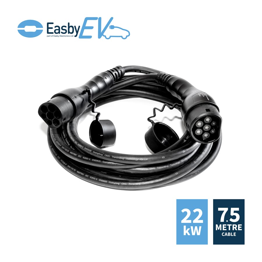 EV Charging Cable | Type 2 - Type 2 | 3-Phase | 7.5 Metre | 32 Amp | 22 kW